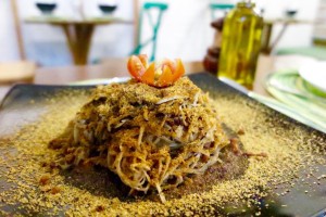 Spaguetti de pupunha (palmito) com molho agridoce de tamarindo