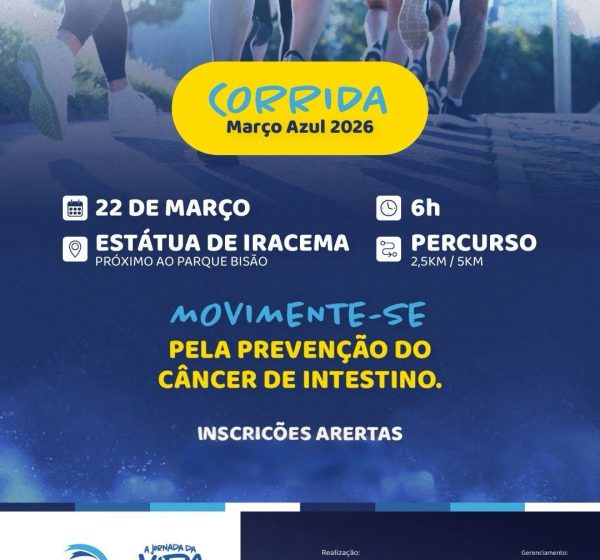 Corrida Março Azul reúne esporte e conscientização sobre prevenção ao câncer colorretal
