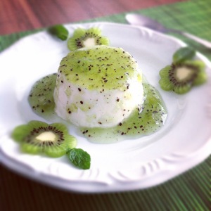 iogurte com calda de kiwi